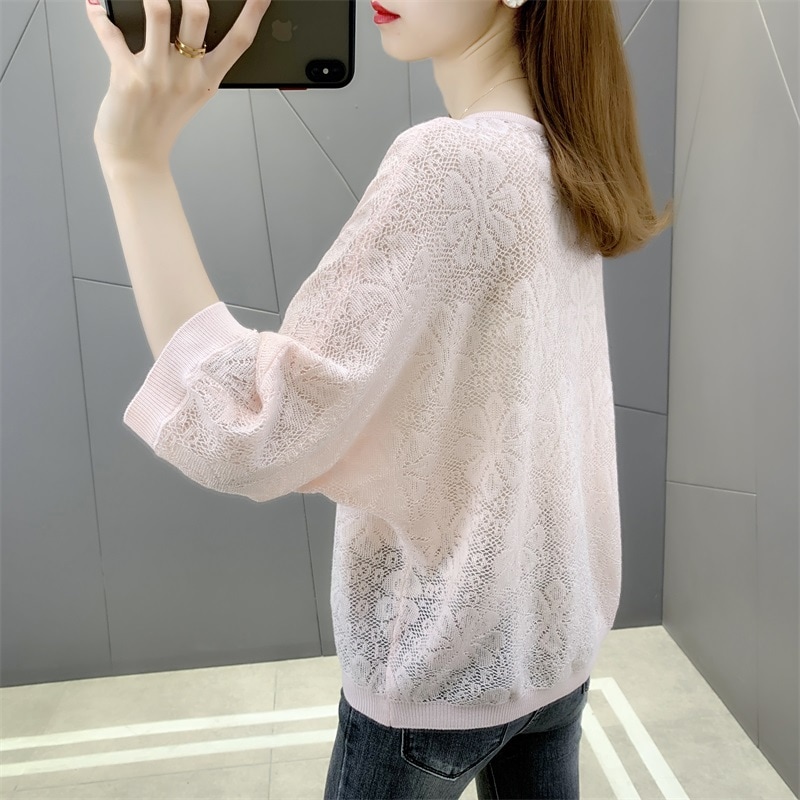 トップス カットソー ニットソー セーター プルオーバー 袖あり 7分袖 七分袖 ラウンドネック 襟なし スマート ニット かわいい 大人可愛い きれいめ シンプル 大人 上品 おしゃれ お洒落