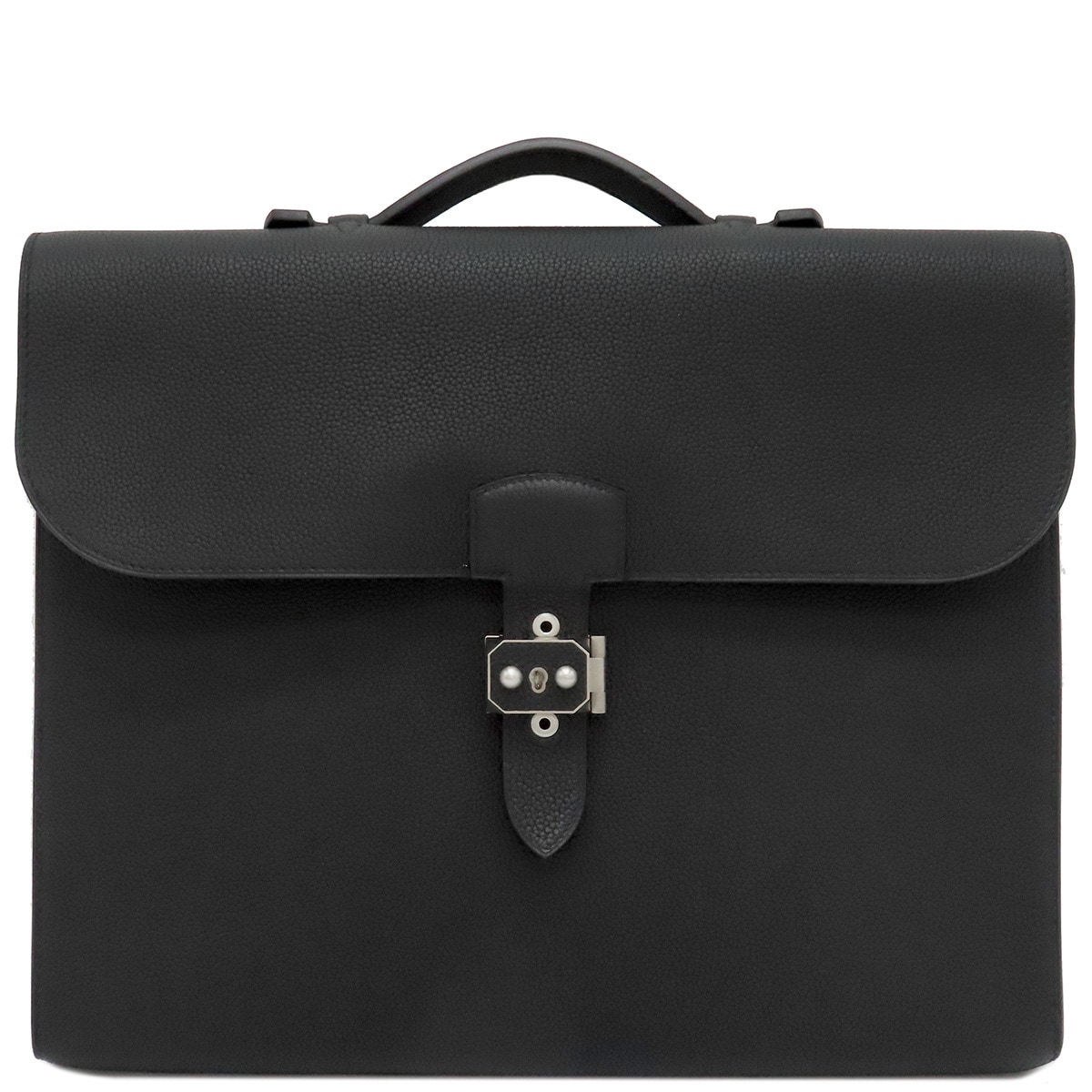 エルメス HERMES ブリーフケース サックアデペッシュ 38 トゴ ブラック×レッド マットシルバー金具 【PO品】黒 ビジネスバッグ C刻印【中古】