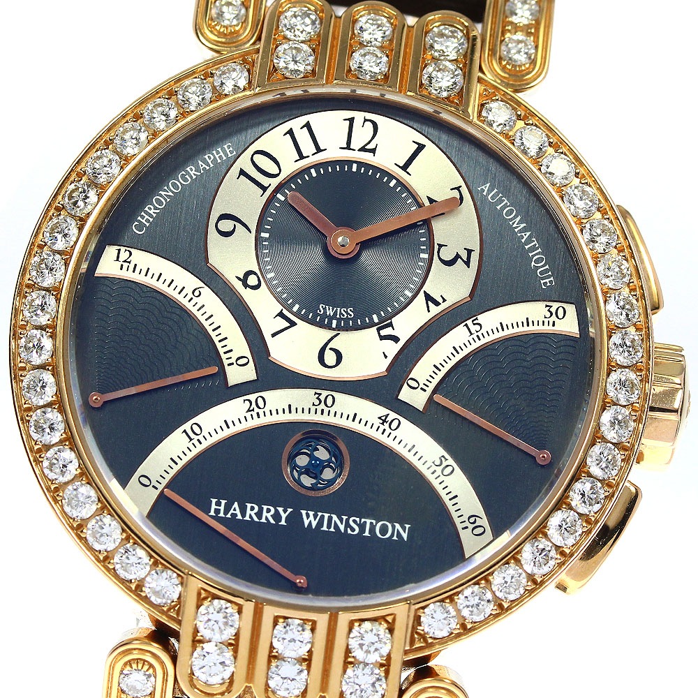 ハリーウィンストン HARRY WINSTON 200-MCRA39R プルミエール エキセンタータイムゾーン ケース石後付け加工 メンズ 保証書付き_683803【中古】