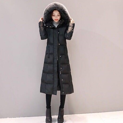 アウター レディース コート ダウンコート ロングコート M L XL 2XL 韓国 長袖 ストレート 普段使い ダウン もこもこ モコモコ ふわふわ 大人女子 秋 冬 クール モード系 フード付き