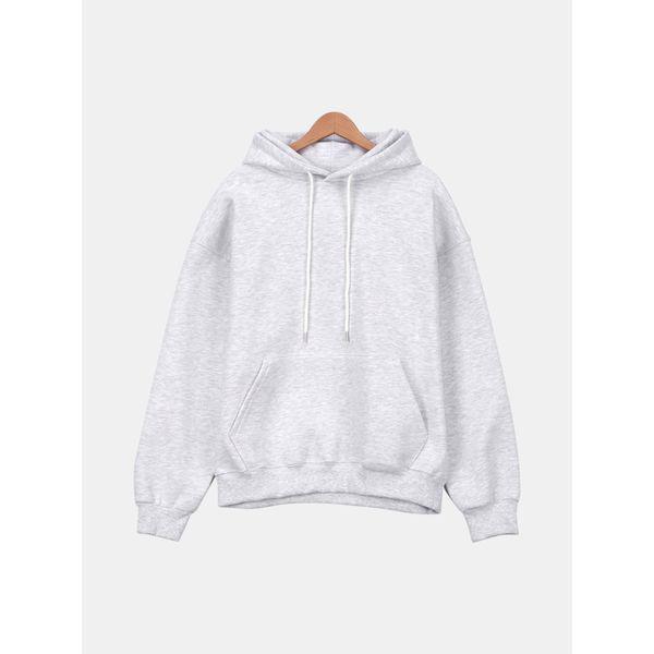 メンズ無地オーバーフィットフード付きヘビー合皮長袖Tシャツ SPT102_P388590364