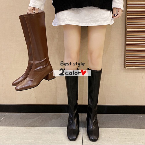 全2色 ブーツ レディース 膝下丈 ファッション シューズ お試し価格 ロングブーツ 大人 韓国スタイル 革靴