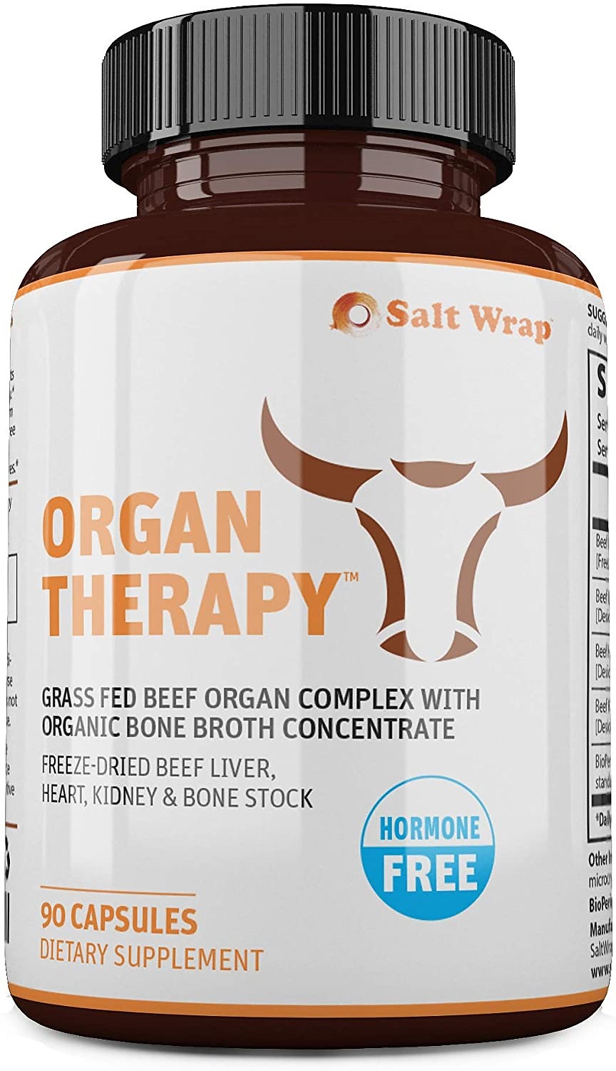 臓器療法 - 有機骨スープ濃縮物(バイオペリン入り牛肉肝臓心臓腎臓骨スープカプセル)90カプセル入り
