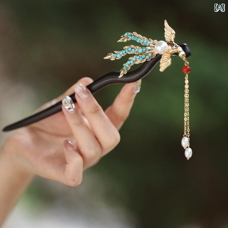 かんざし 大人式 卒業式 ヘアピン 中国 フェニックス 髪飾り レディース レトロ パール 簪 上品 レディース