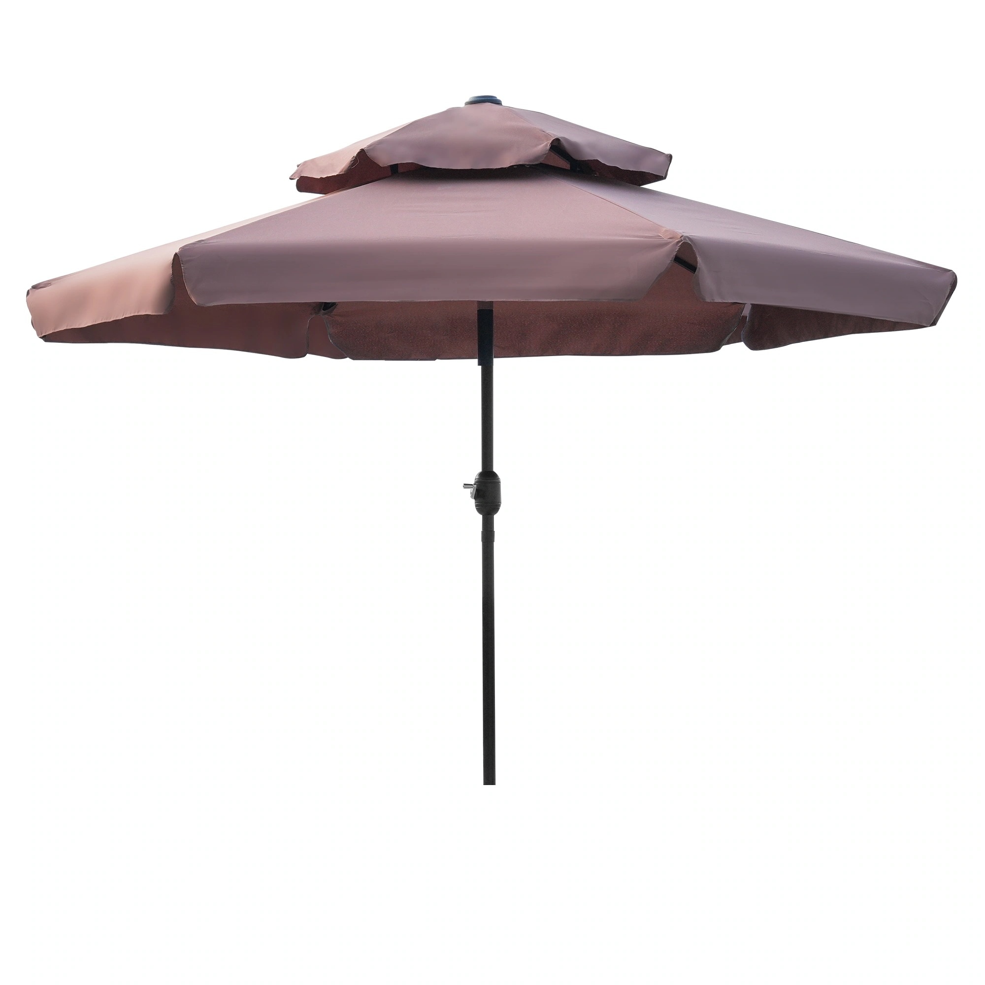 1880【ブラウン・荷葉辺デザイン・直径270cm 】パラソル単体 30+UPF紫外線対策 角度調整 パラソルセット ベース パラソル ガーデンパラソル
