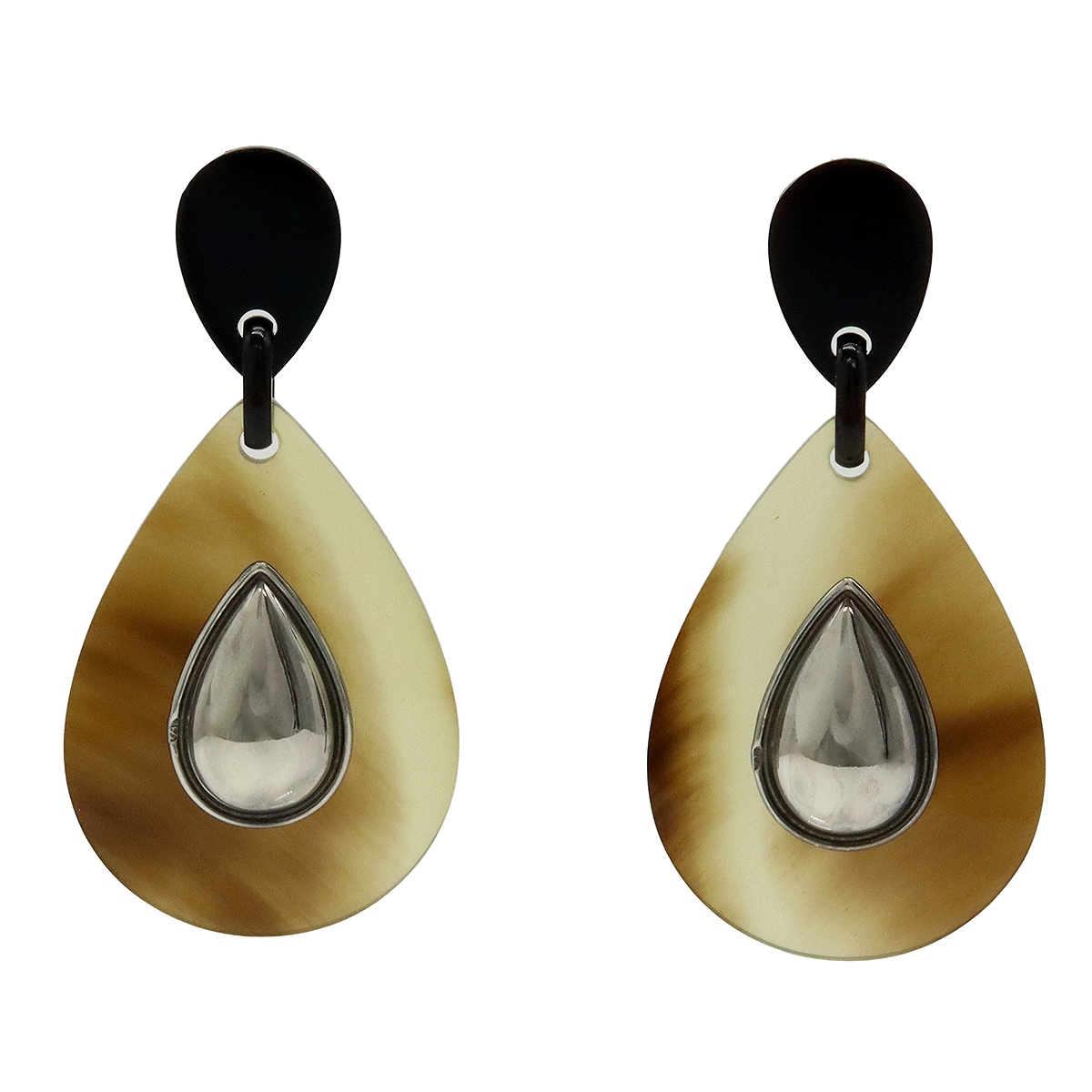 ドロップモチーフ ピアス バッファローホーン メタル ブラウン系マルチカラ 30,420円