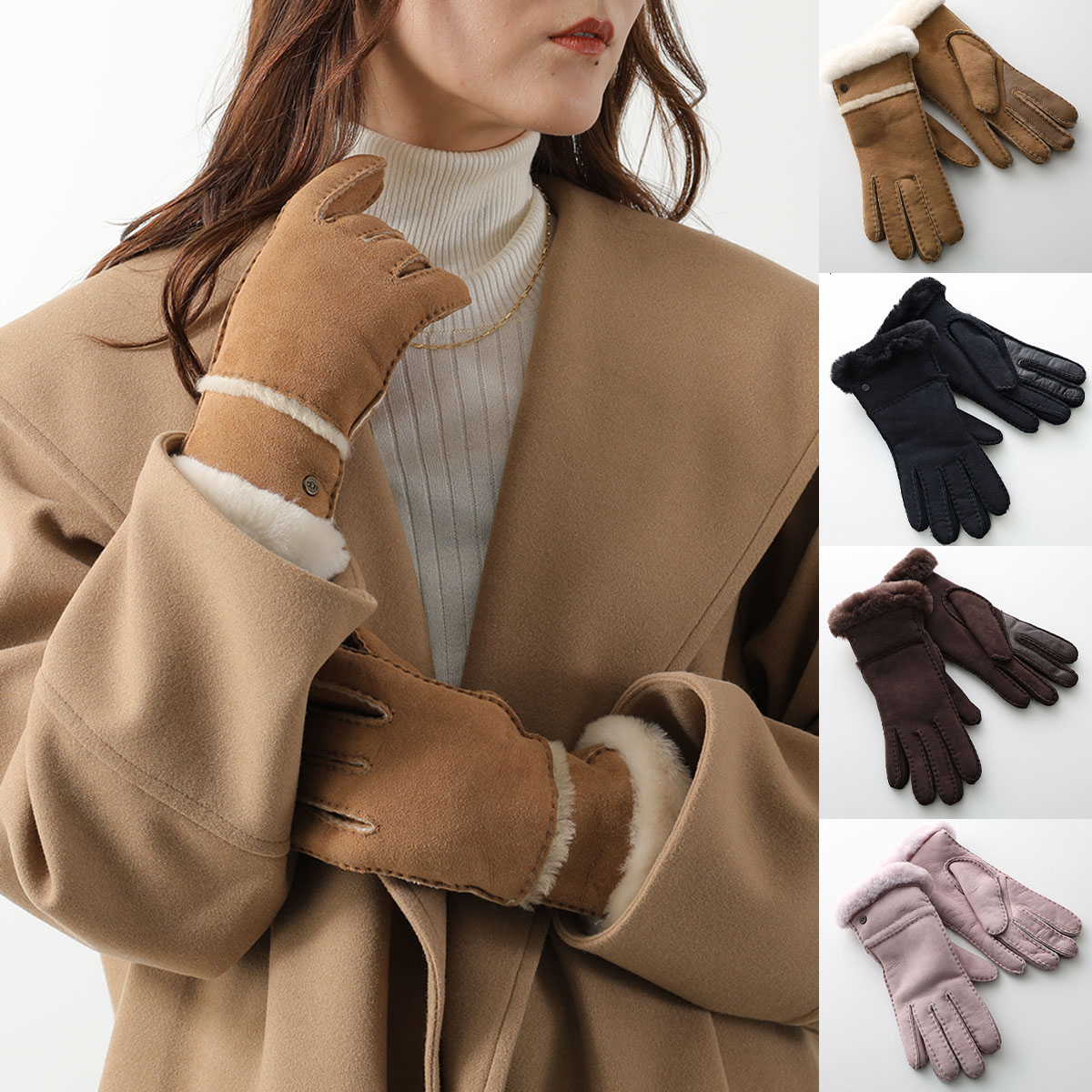 UGG アグ グローブ Sheepskin Seamed Glove 17371 レディース 手袋 シープスキン ファー ロゴ 耐水 スマートフォン対応 カラー4色