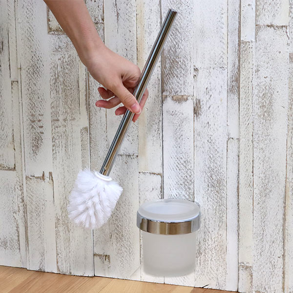 トイレブラシ ケース付き BISK NATURA トイレ ブラシ トイレブラシスタンド ブラシ立て ポット付き 置かせる収納 トイレブラシケース トイレブラシ入れ おしゃれ ガラス ポット