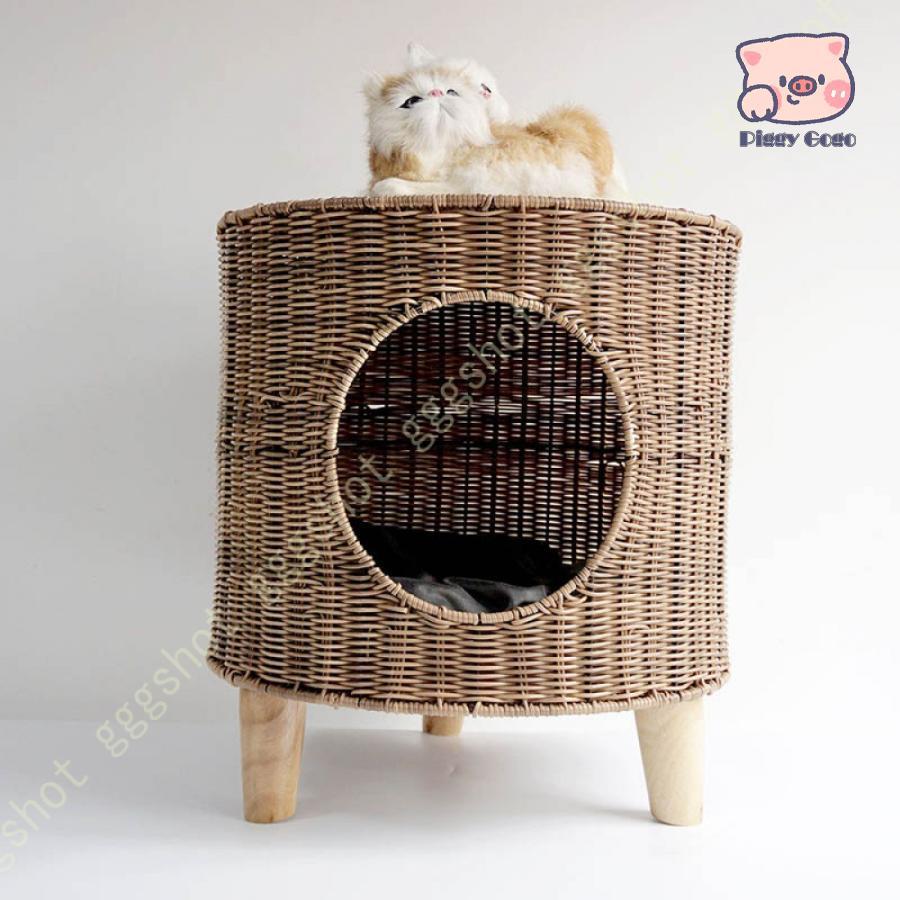 猫ハウス 冬 猫用ベッド 猫 ドーム型 ベッド ペットベット ベッド 犬小屋 可愛い 柔らか 人工ラタン 編み込み 小型犬 キャット ペット小屋 室内用 通 春 夏