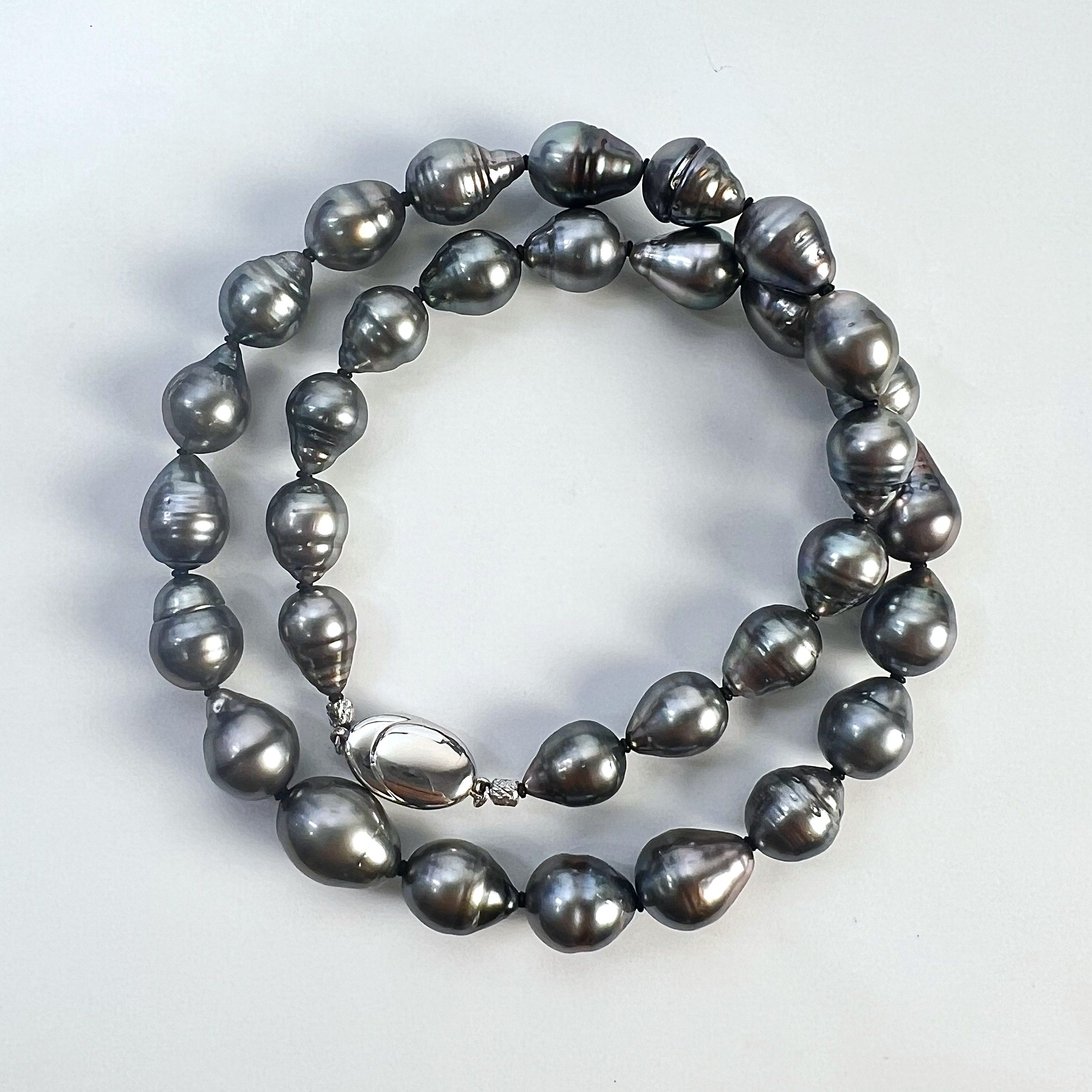 SV 黒蝶 タヒチ ブラック パール バロック ネックレス 天然 本真珠 45.5cm BP11mm 50.7g ブラックグレー レディース アクセサリー 未使用品　aua25755070608