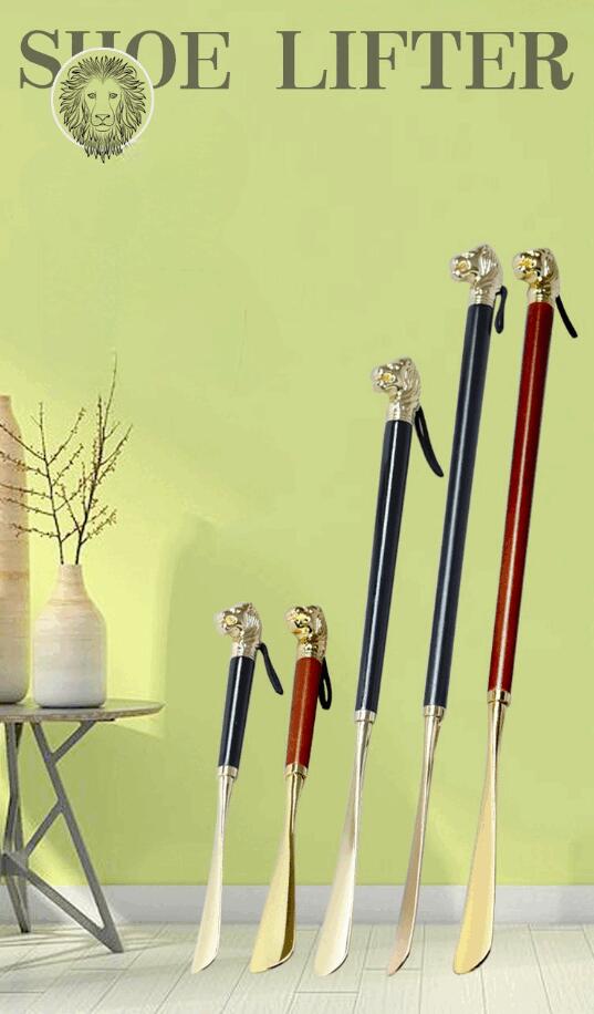 【高齢者向け】長尺 靴用ドレッシングエイド 靴べらヘルパー 靴の着脱補助具 車いす対応 手が届きにくい方用 ライオンデザイン 亜鉛合金 父へのプレゼント お父さんギフト