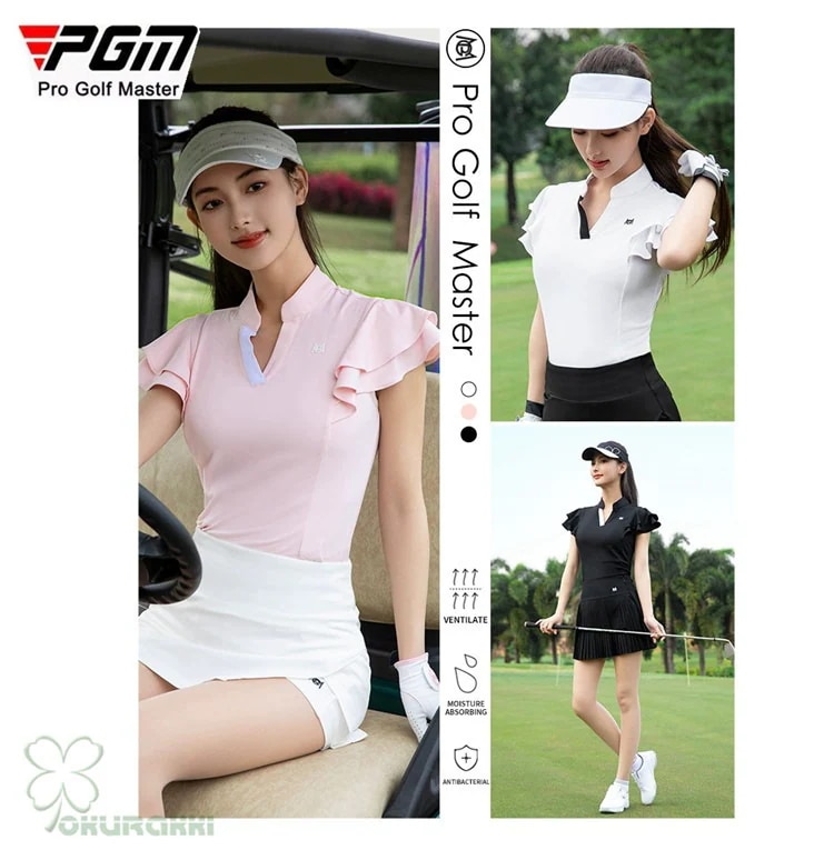 ゴルフ 半袖ポロシャツ ゴルフウェア 通気速幹 ストレッチ シャツ レディース ポロシャツ 春夏新作モデル2504glst15