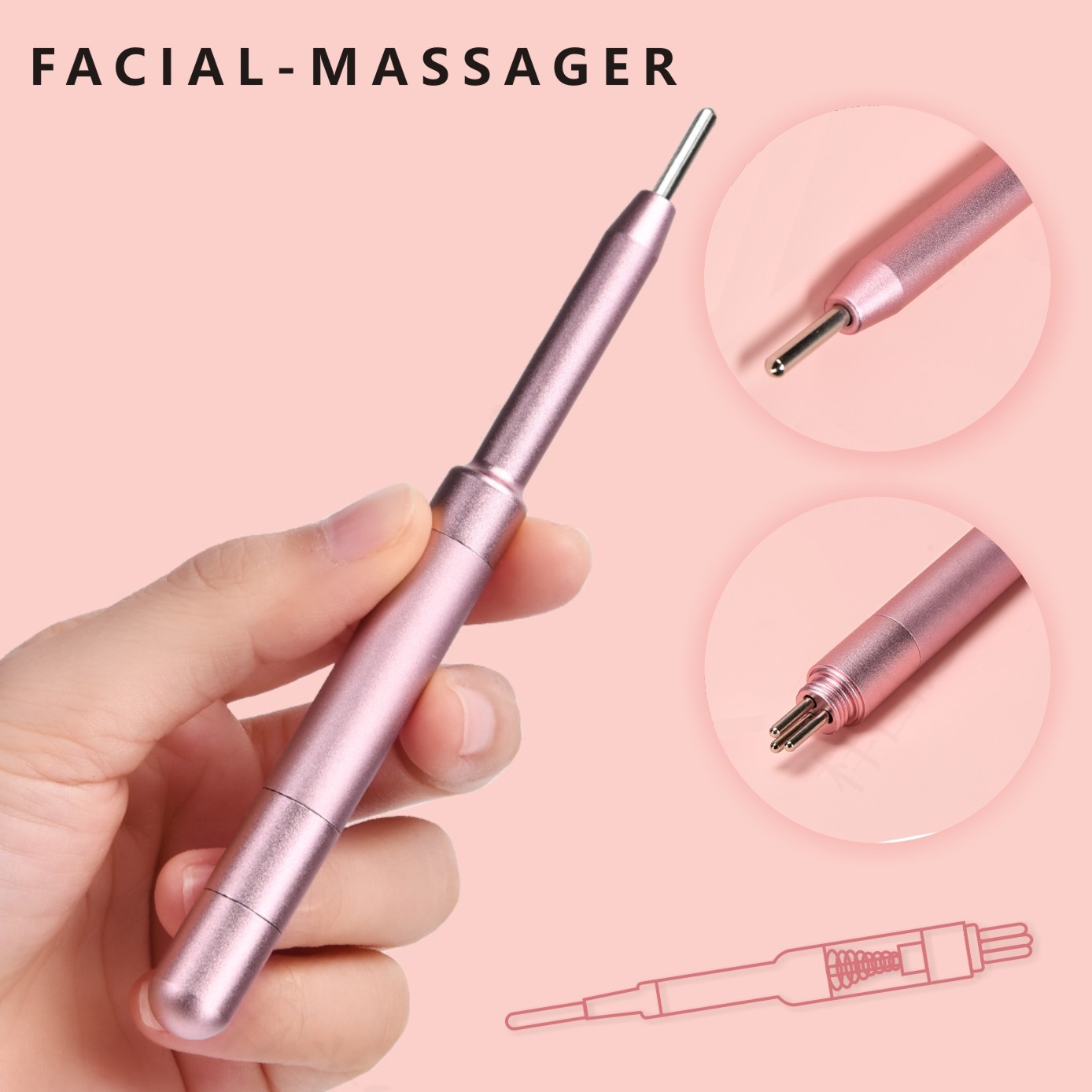 バネ式美顔器 コリほぐしペン型 耳ツボ押し棒 表情筋 筋膜リリース フェイスライン クマ 目元ケア リフトアップ ツボ押し 耳つぼスティック