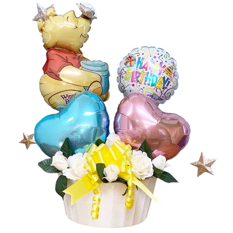 プーさん バルーン バルーンアレンジ　バルーン電報　ギフト お祝い プレゼント 電報 風船 誕生日 結婚祝い