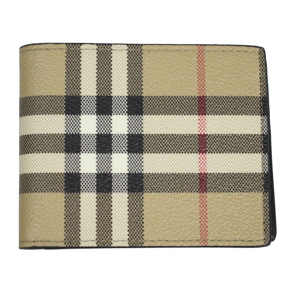 二つ折り札入れ チェック PVC×レザー 80841721