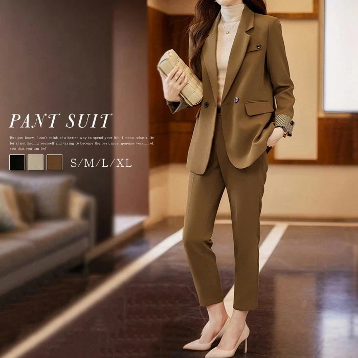 スーツ レディース ビジネス セットアップ パンツスーツ 2点セット ゆったり ビジネススーツ ママスーツ 入学式 卒業式 入園式 セレモニー オフィス フォーマル 仕事服 面接 リクルート 通勤 ミ