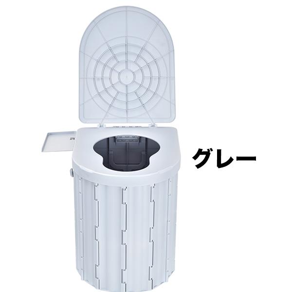 簡易トイレ 組み立て式 凝固剤 防災 災害 快適生活 凝固剤付き！「組み立て式ポータブルトイレセット」グレー