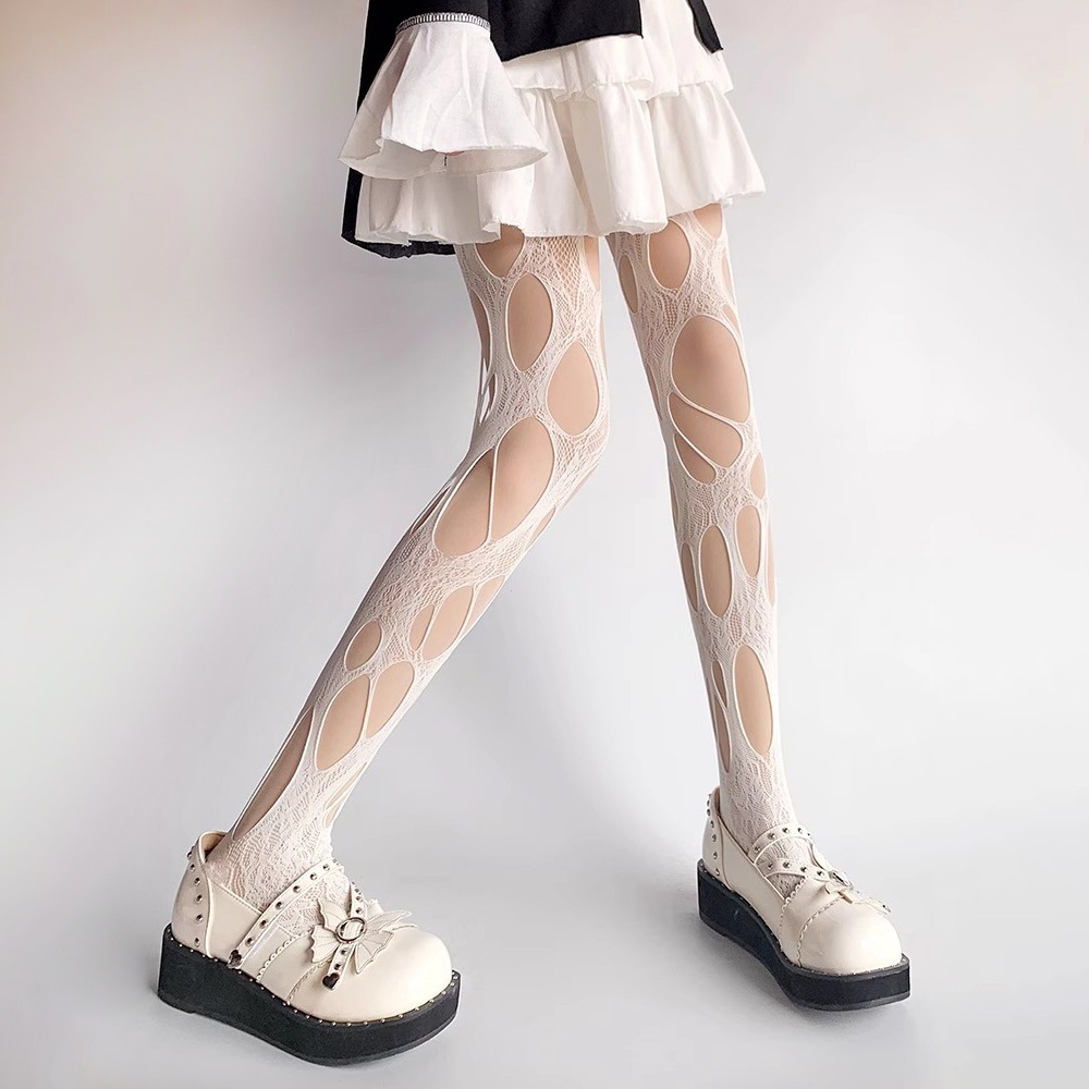 【1つ買うと10つ無料】裂けた魚ネットストッキングセクシーな中空パンキーホースピュアレースストッキング夏の白いベースソックス