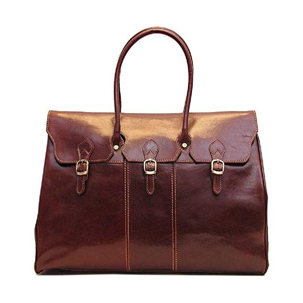 Floto Lugano Leather Weekender Travel Bag Overnighter Duffle Bag (Vecchio Brown) 並行輸入品