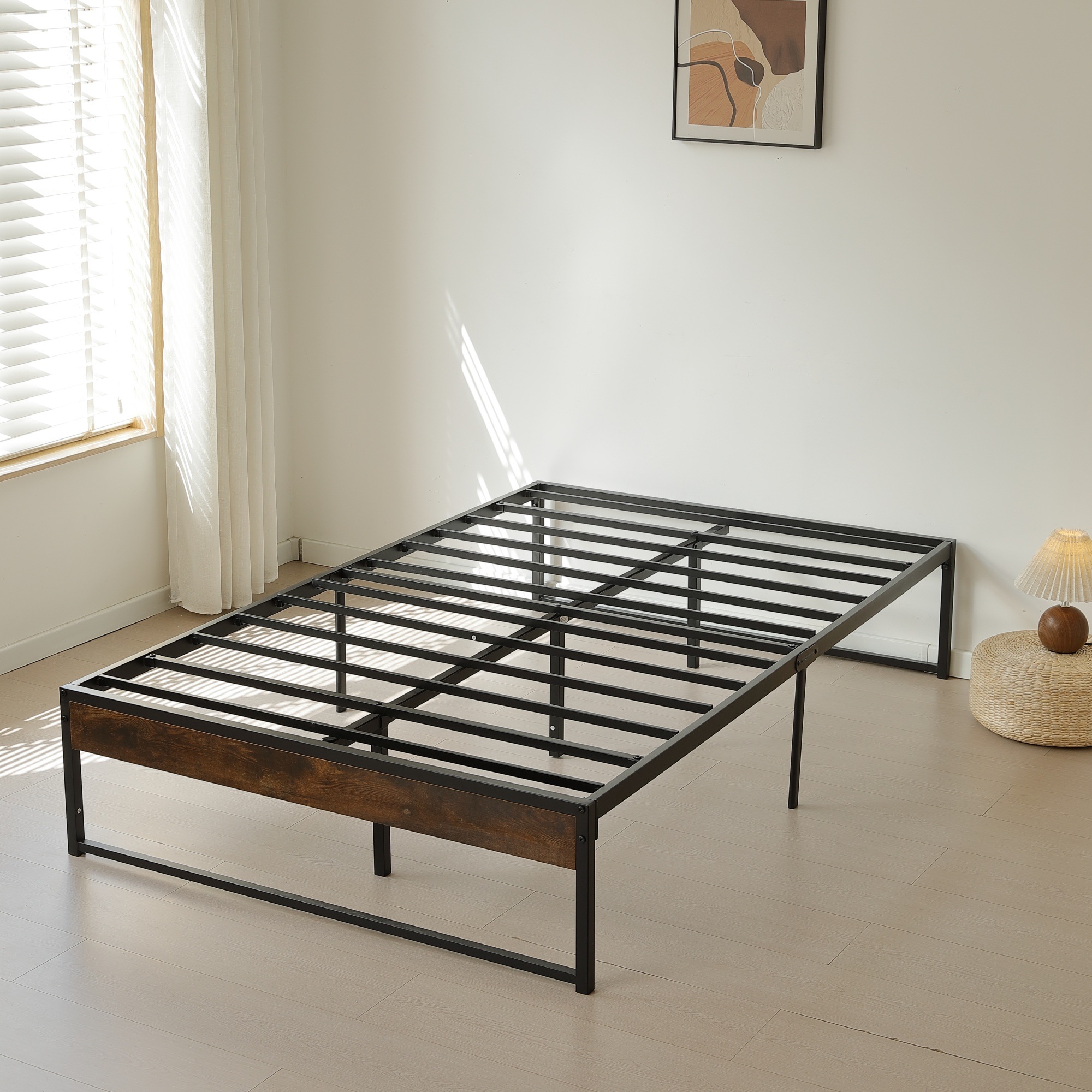 【ダブル D】ベッドフレーム パイプベッド ダブル D ベッド パイプ+木 シングルベッド ダブルベッド アイアンベッド ベッド 木製 パイプフレーム 下収納 シンプル 組立品