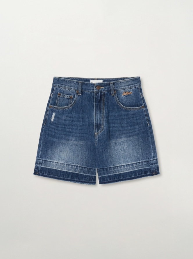 세터 여성 가봉 와이드 데님 쇼츠 B1 SA262WHT04 BLE0