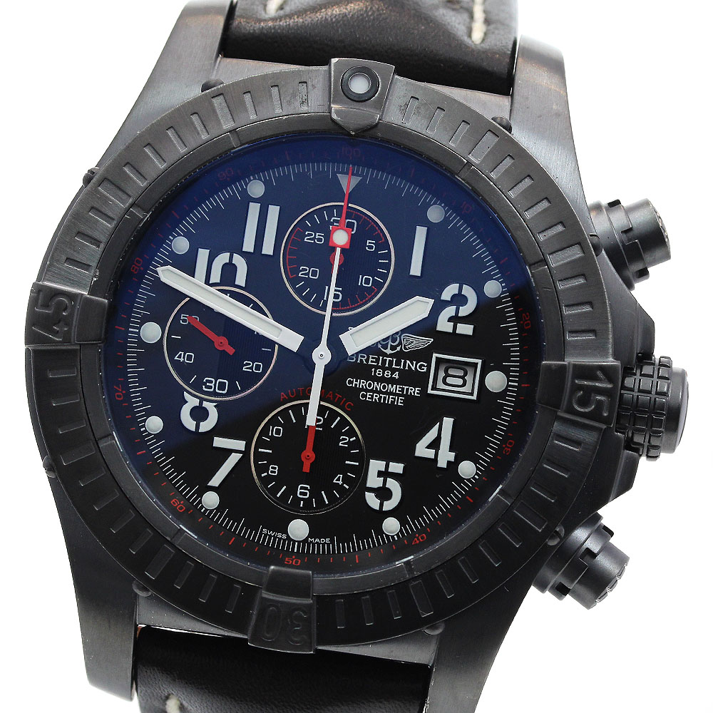ブライトリング BREITLING M13370 スーパーアベンジャー ブラックスチール クロノグラフ 自動巻き メンズ 箱付き_831589【中古】
