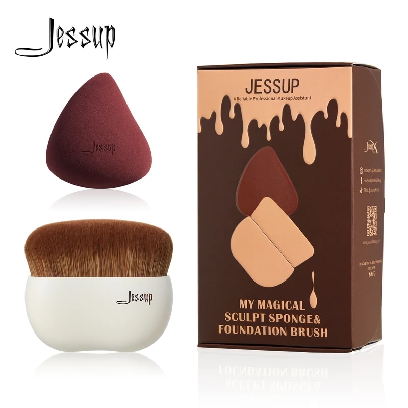 Jessup-メイクアップブラシ,スポンジ付きファンデーションブラシ,コンシーラー,輪郭,ブラッシュ,強調強調t882