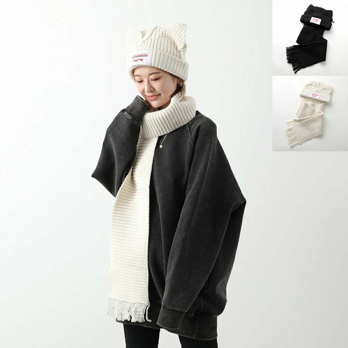 CHARLES JEFFREY LOVERBOY チャールズジェフリーラバーボーイ ニット帽 マフラー CHUNKY EARS BEANIE SCARF 041130201 041130202 帽子
