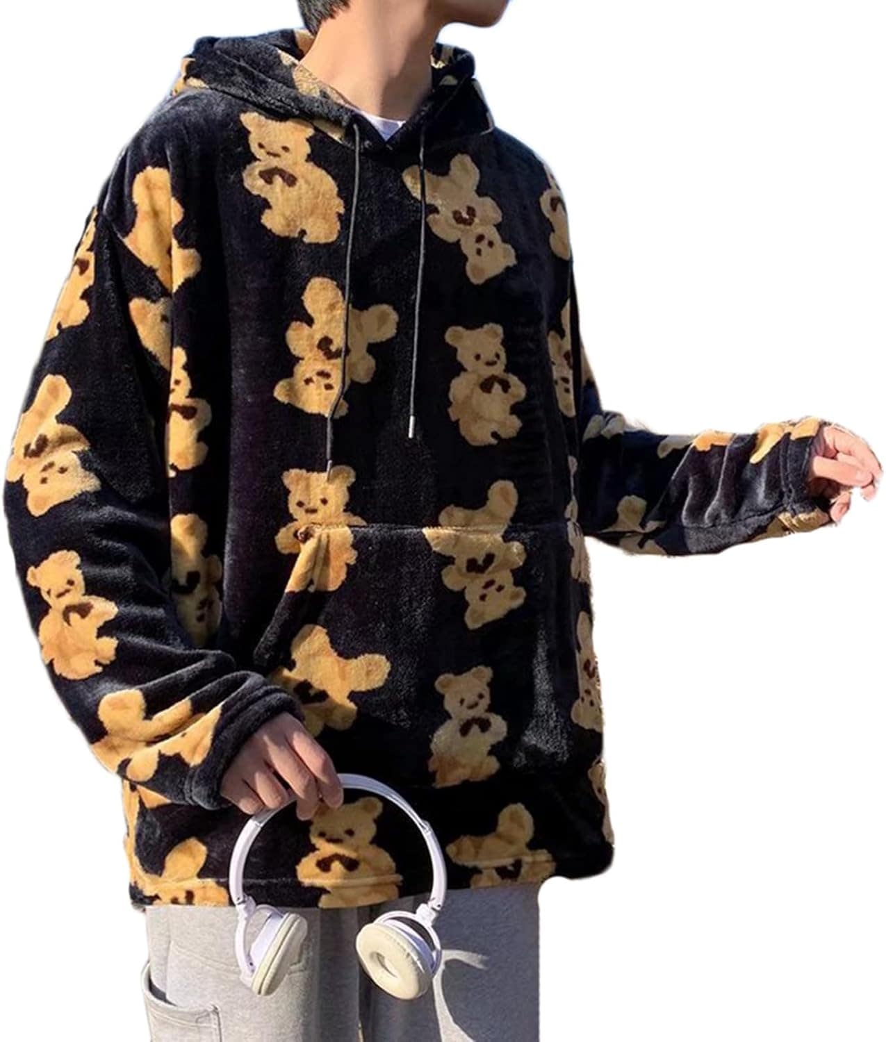 パーカー クマ 熊 かわいい プルオーバー メンズ フード付き レディース ボア付き 長袖 トレーナー フリース 春秋冬 ポケット付き ドローストリング付き カジュアル 肌触り良い 花火大会 部屋着