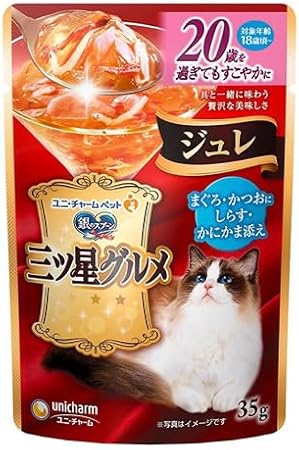 【80個セット】 ユニ・チャーム 銀のスプーン三ツ星グルメパウチジュレ20歳を過ぎてもすこやかにまぐろかつおにしらすかにかま添え35g