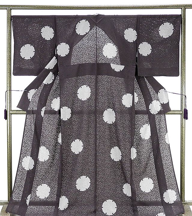 夏物 小紋 新品仕立済 正絹 夏物 雪輪匹田模様 紋紗小紋 新品 仕立て上がり 着物