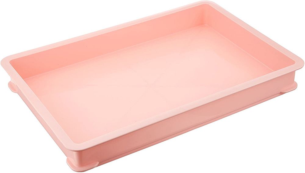 （まとめ買い）PPカラー番重 B型ピンク 外寸574x388x73 [x3]