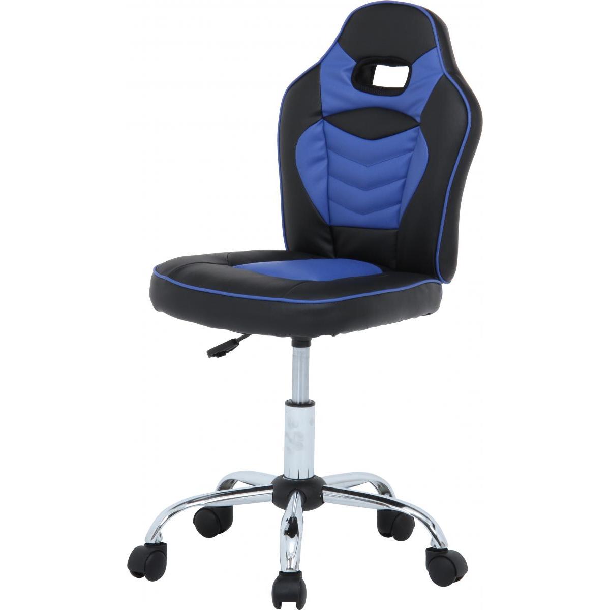 【I】不二貿易 レーシングチェア キッズ用 ブルー H-2781L　学習机 肘掛けなし ゲーミングチェア 【北海道・沖縄・離島不可】【代引き不可】【代引不可/沖縄・離島不可