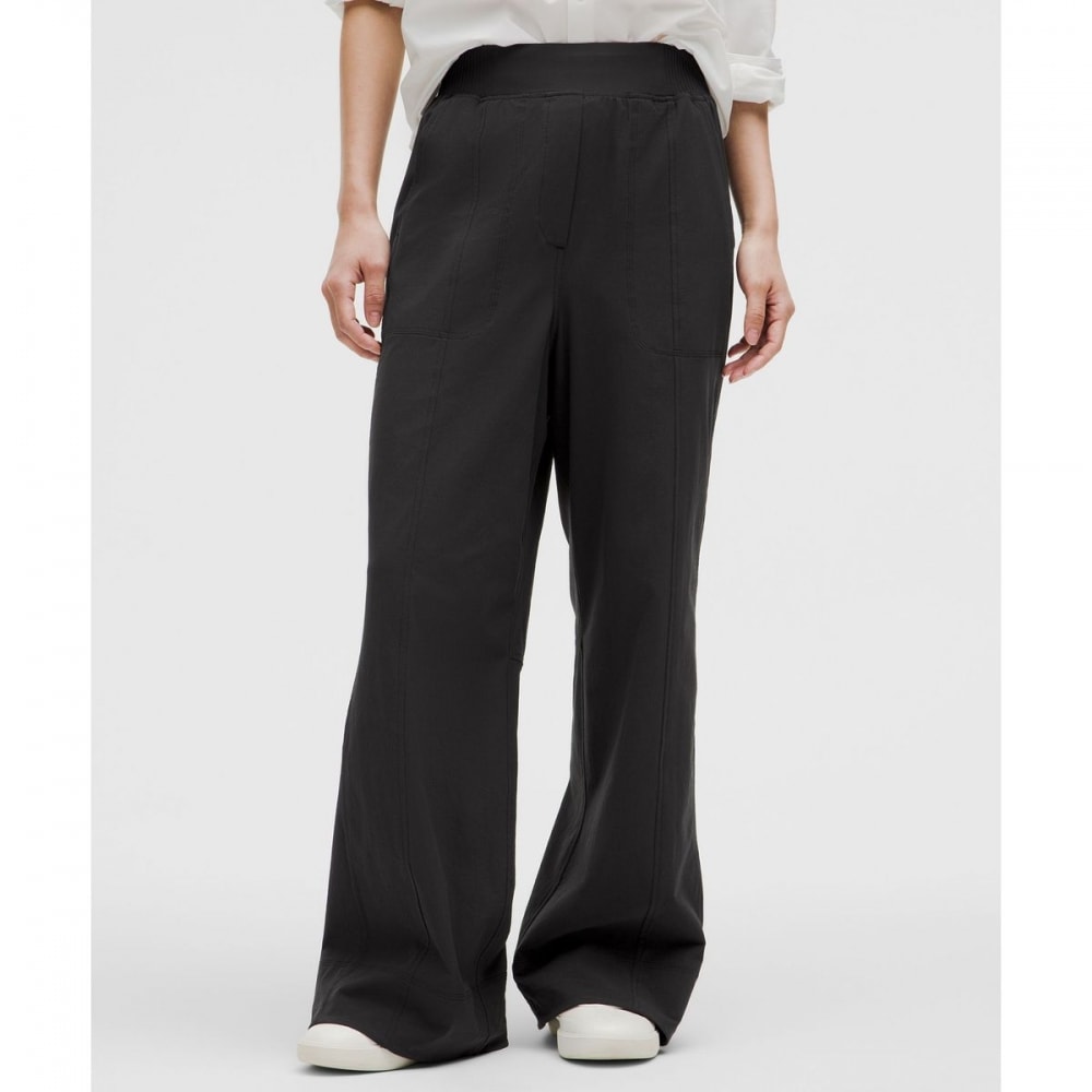 ストレッチウーブンワイドレッグパンツ*ASIA-ブラック