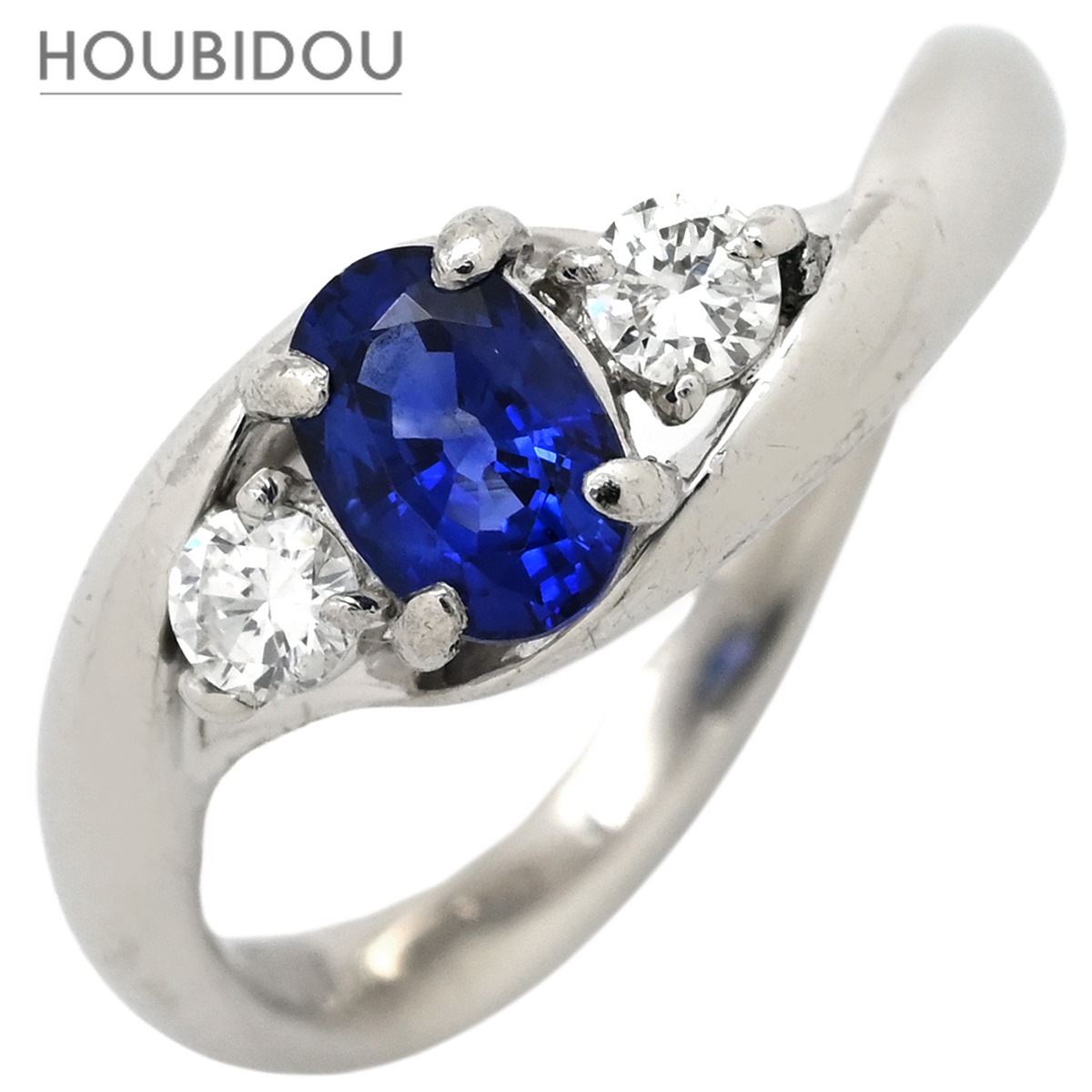 リング 指輪 サファイア 0.70ct ダイヤ ブルー×プラチナシルバー 青 Pt900 プラチナ オーバルミックスカット 12号【中古】