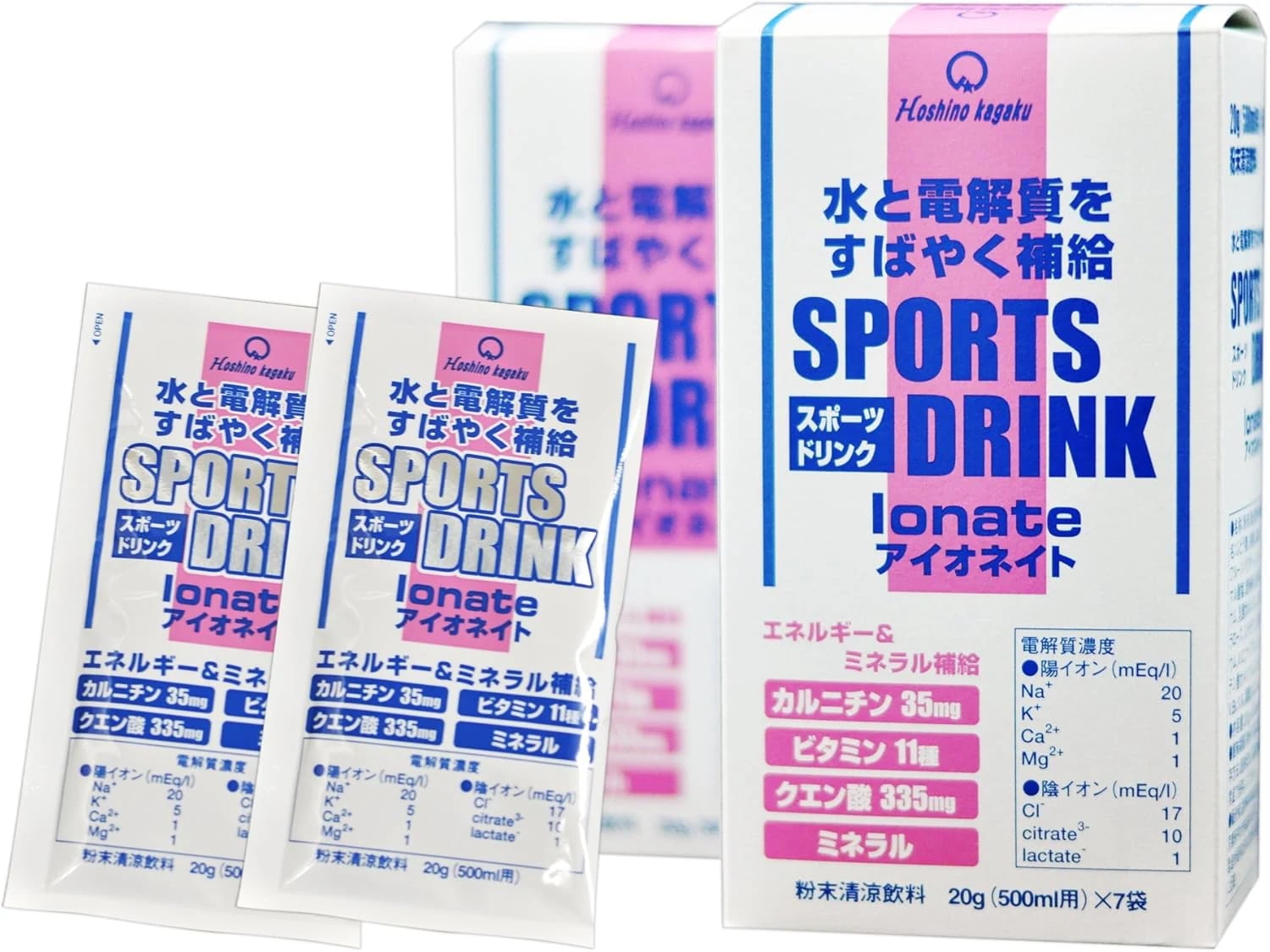 Ionate（アイオネイト）スポーツドリンク 粉末 500 ml用 7 袋入り × 20 個