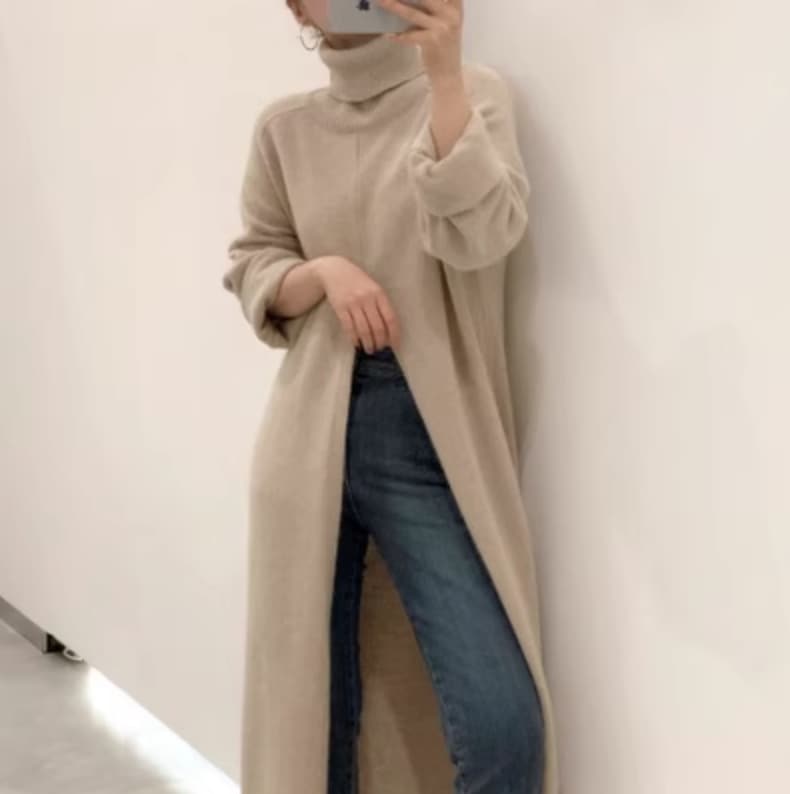 トップス ニットソー セーター ロング丈 長袖 かわいい 大人可愛い きれいめ シンプル カジュアル 大人 上品 おしゃれ お洒落 大人女子 こなれ感 個性的 主役級 存在感 美容師