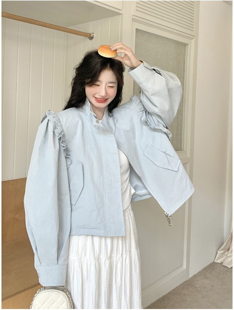 安いトップス アウター 羽織 ジャケット 長袖 フリル シンプル カジュアル かわいい レディース【大きいサイズ レディース フェイクレザー テーラード フォーマル 卒業式 結婚式 春夏 jaket