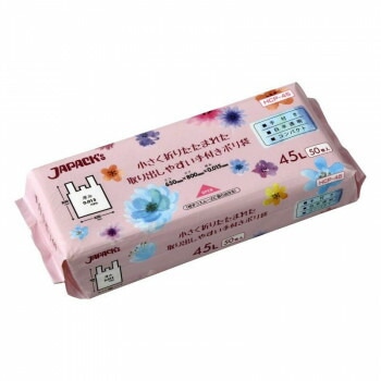 ジャパックス 手付きポリ袋コンパクト45L 白半透明 50枚x16冊 HCP45