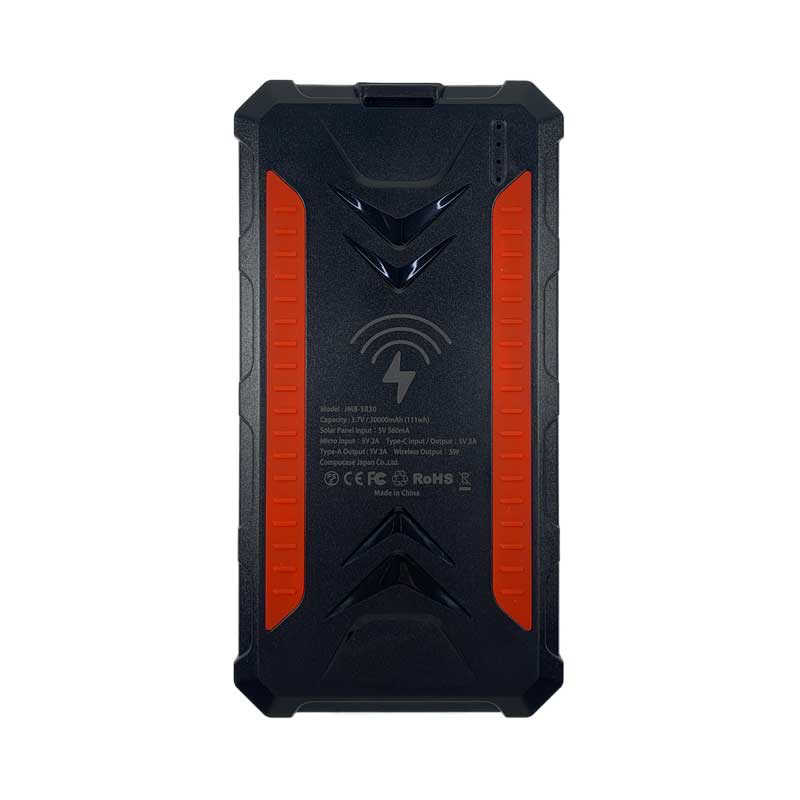 コンピューケースジャパン　ソーラーパネル付きモバイルバッテリー 30000mAh 付属ケーブル:microUSB　ブラックレッド　JMB-SR30-BKRE
