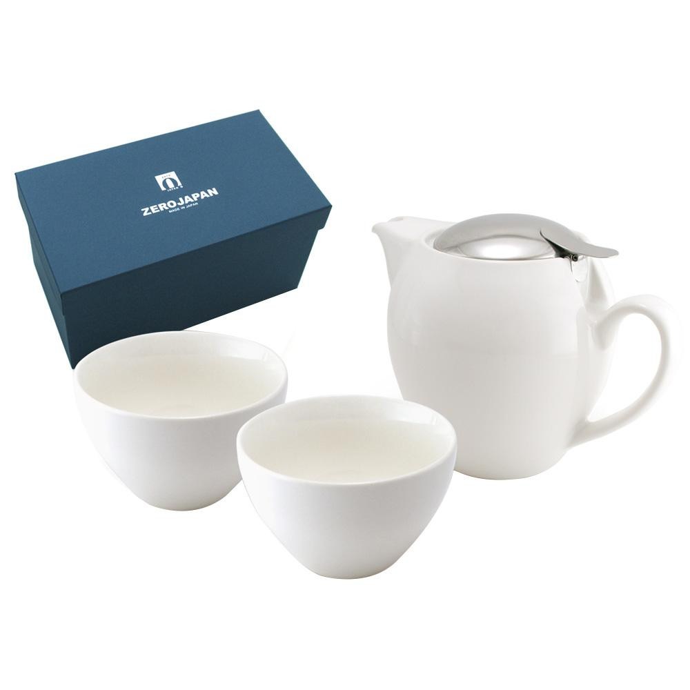 ZERO JAPAN ユニバーサルティーポット4人用+ティーカップワイド×2 ZG-003 WH・ホワイト