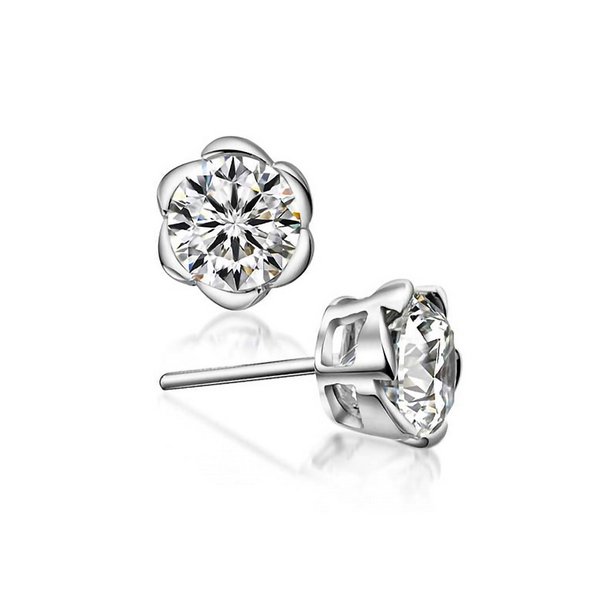 ピアス レディース S925 ロジウムコーティング キュービックジルコニア フラワー シルバー LUPIS
