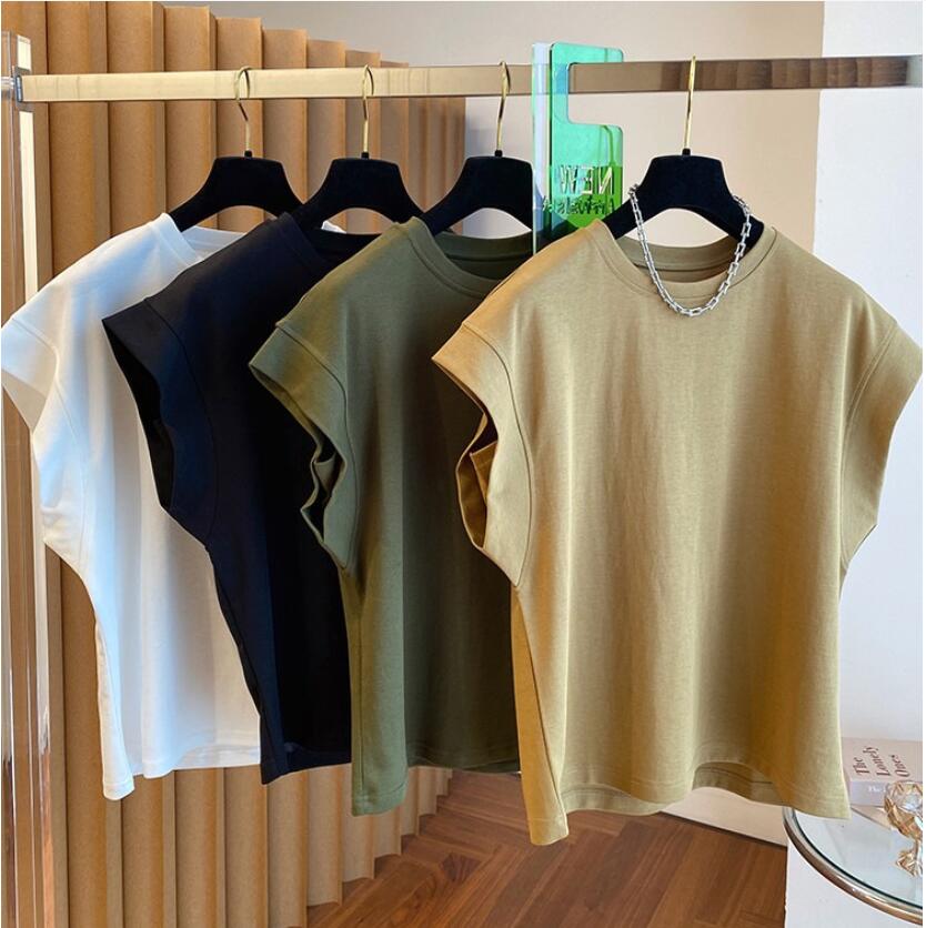 2点セット新デザイン感フライングスリーブTシャツ女性半袖ゆったりカジュアル着やせ女性トップストレンド