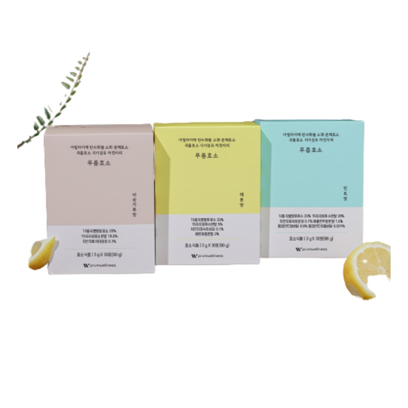 [えつこpick] プルーム酵素（3g*30包）(1 + 1) レモン味 大麦粉味 ミント味 13穀発酵酵素 炭水化物分解酵素 穀物酵素 快便ビタミンc 19種 乳酸菌 食物繊維