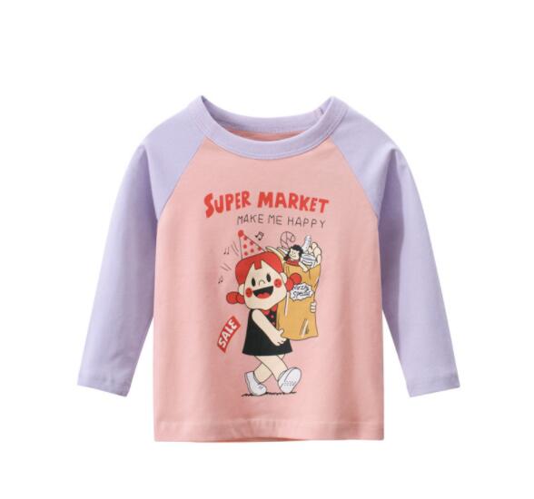 新しいコレクション 春秋新しい 927 キャラクタープリントの長袖Tシャツ かわいい 女の子子供服 韓国のファッション Tシャツ・ブラウス