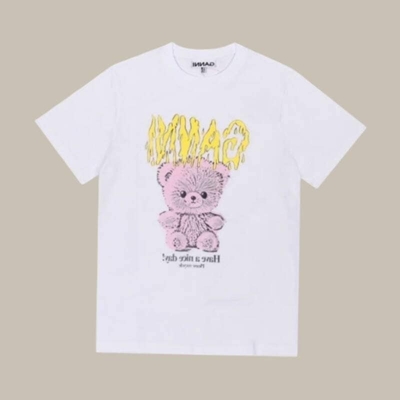 GANNI T4289 151 テディロゴ レディース半袖Tシャツ