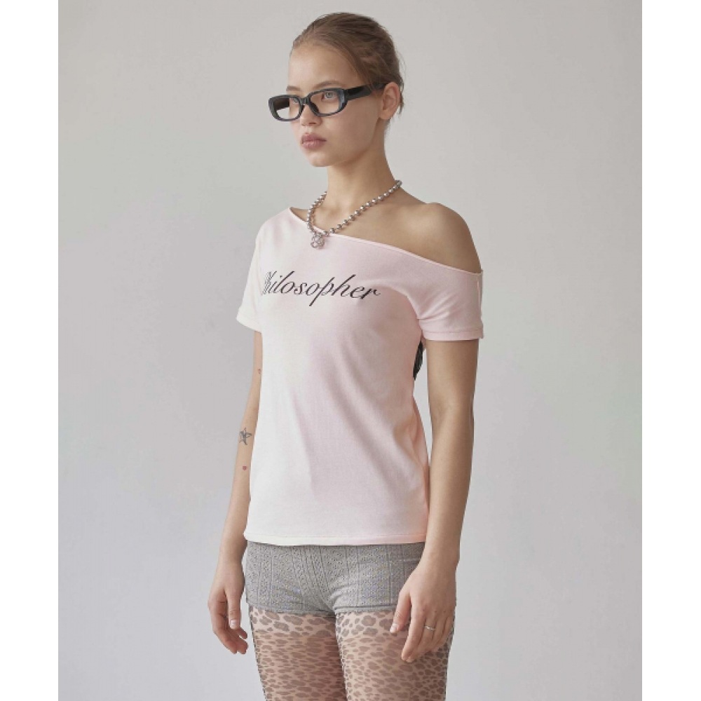 SCULPTOR フックミーアップレイヤードTシャツペールピンクモデル