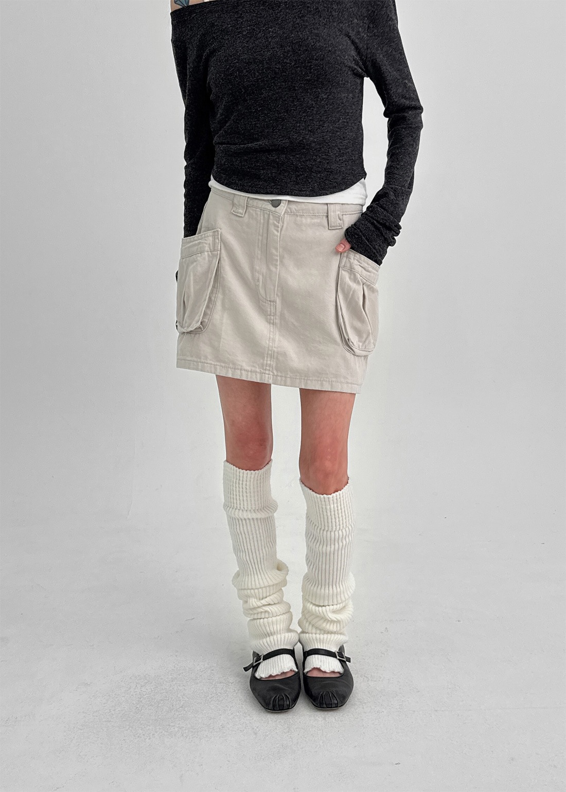 ベチュコットンカーゴミニスカート
