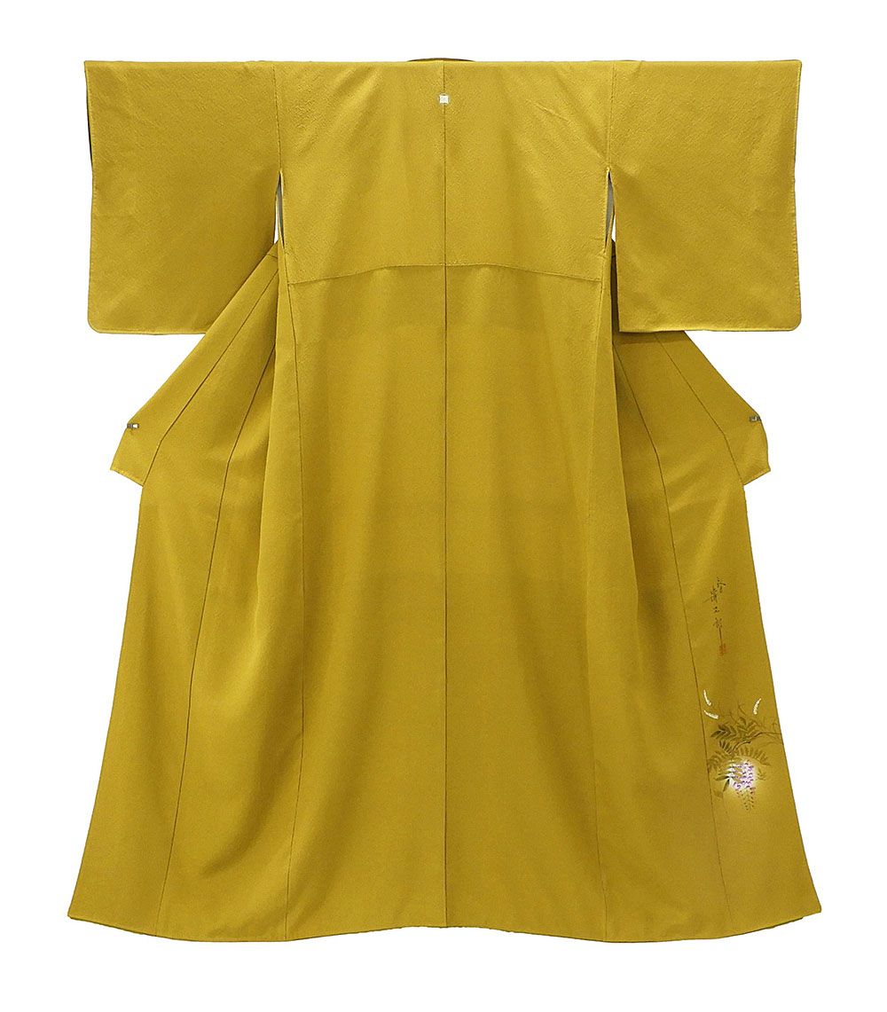 色無地 正絹 染色作家 二代目清次郎作 身丈156cm 裄丈62.5cm 色無地 四ツ目 リサイクル 中古 着物 結婚式 入学式 卒業式 a0979