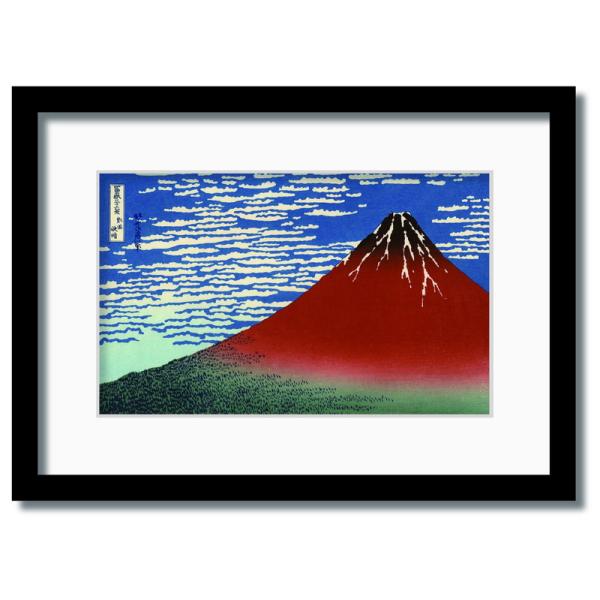 ファブリックパネル アートフレーム 日本風 和 江戸 壁掛け ウォールデコレーション 浮世絵 葛飾北斎 富嶽三十六景 凱風快晴 440x317mm